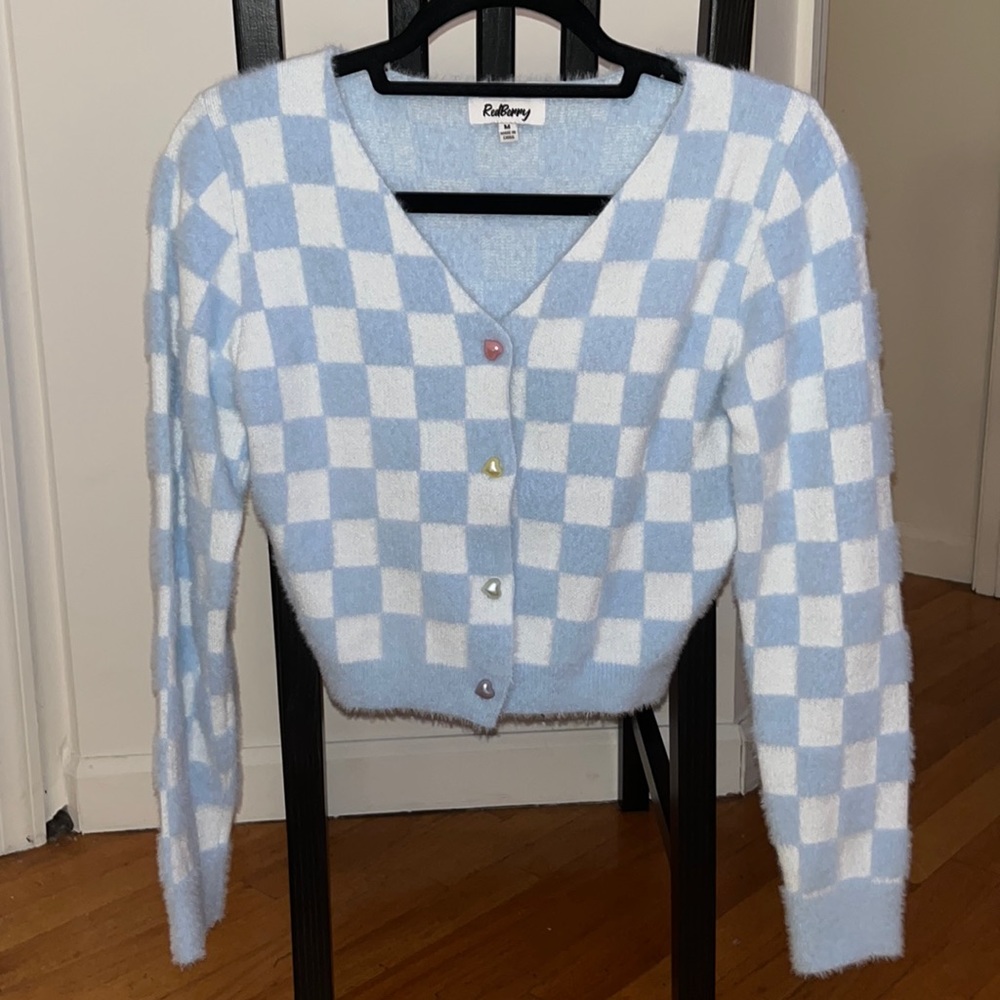 Checkered Cropped Cardigan